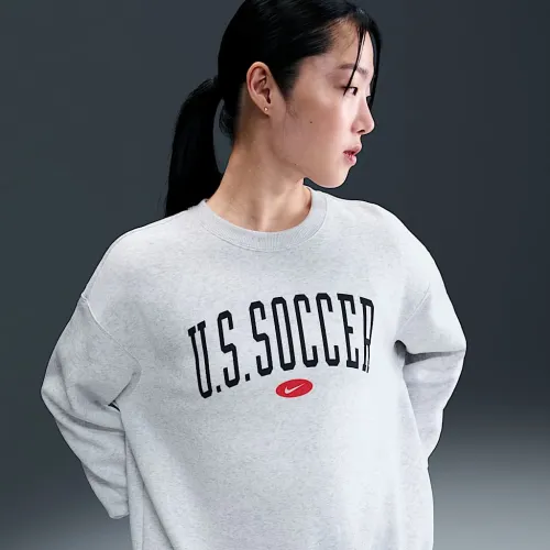 USA Phoenix Fleece женская Nike Soccer оверсайз Crew-Neck свитшот цвет коричневый