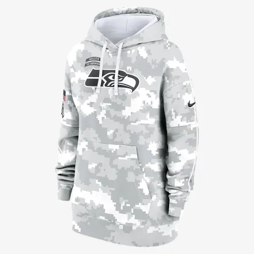 Seattle Seahawks Salute to Service Primary Edge Club женская Nike NFL Pullover Толстовка с капюшоном цвет белый