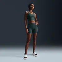 Nike Zenvy Rib женская Light-Support Padded Longline Sports Bra цвет зеленый