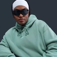Nike Sportswear Phoenix Fleece женская оверсайз Pullover Толстовка с капюшоном (большие размеры) цвет зеленый
