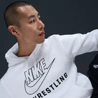 Nike мужские Wrestling Pullover Толстовка с капюшоном цвет белый