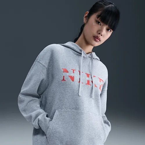 Nike Sportswear Phoenix Fleece женская оверсайз Pullover Толстовка с капюшоном цвет серый