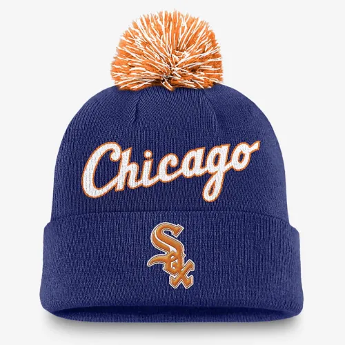 Chicago цвет белый Sox Peak мужские Nike MLB Cuffed Pom Beanie синий