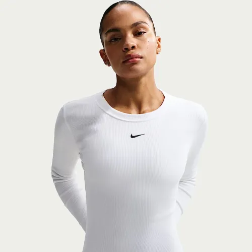 Nike Sportswear женская Tight Long-Sleeve Ribbed футболка цвет белый
