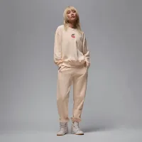 Nike Jordan Brooklyn Fleece женская Crew-Neck свитшот цвет коричневый