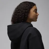 Nike Jordan Flight Fleece женская Satin-Lined Pullover Толстовка с капюшоном цвет черный