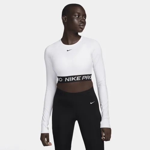 Nike Pro жіноча Dri-FIT Cropped Long-Sleeve Top колір білий