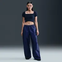 Nike Sportswear Phoenix Cozy Букле женская Short-Sleeve Cropped Knit Top синий