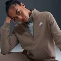 Nike Sportswear Club Fleece женская 1/2-Zip свитшот цвет коричневый