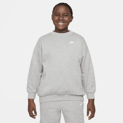 Nike Sportswear Club Fleece Big дитячі (Girls') оверсайз світшот (Extended Size) колір сірий
