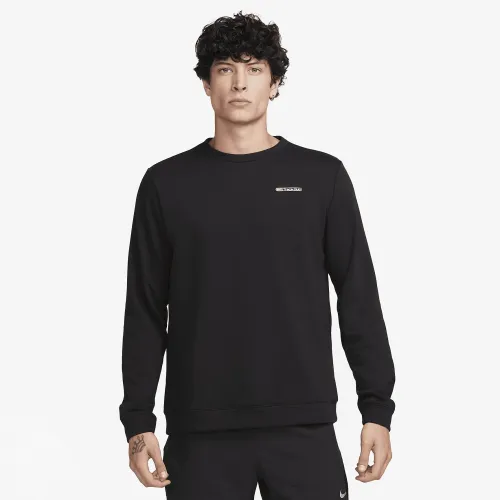 Nike Dri-FIT Track Club Men's Fleece Long-Sleeve Crew Neck Running Sweatshirt Black