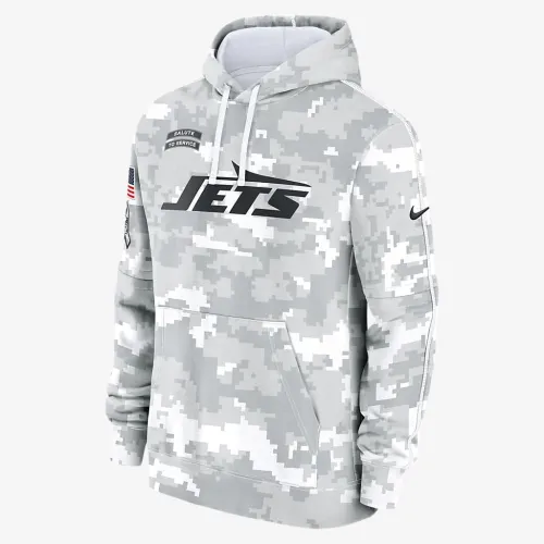 New York Jets Salute to Service Primary Edge Club мужские Nike NFL Pullover Толстовка с капюшоном цвет белый