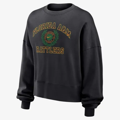 Florida A&M женская Nike College Crew-Neck свитшот цвет черный