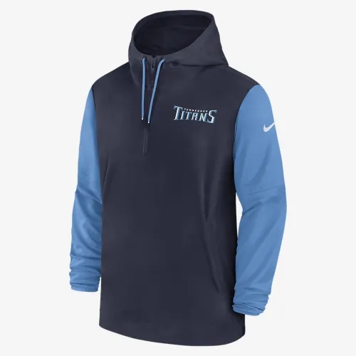 Tennessee Titans Sideline Pre-Game Player чоловічі Nike NFL 1/2-Zip Hooded Куртка блакитний