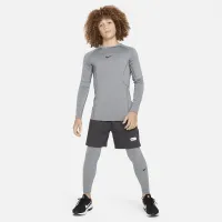 Nike Pro Big детские (для мальчиков) Dri-FIT Long-Sleeve Top цвет серый