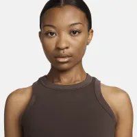 Nike One Fitted жіноча Dri-FIT Cropped Tank Top колір коричневий