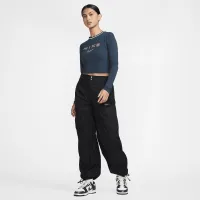 Nike Sportswear Chill Knit женская Slim Long-Sleeve Cropped Graphic Tee синий