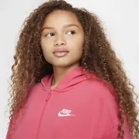 Nike Sportswear Club Fleece Big детские оверсайз Full-Zip Толстовка с капюшоном Pink