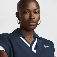 Nike Sportswear Phoenix Fleece женская Loose V-Neck Sleeveless Cropped Top синий
