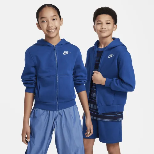 Nike Sportswear Club Fleece Big детские Full-Zip Толстовка с капюшоном синий