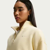 Nike Sportswear Phoenix Fleece женская оверсайз 1/4-Zip Long свитшот цвет коричневый