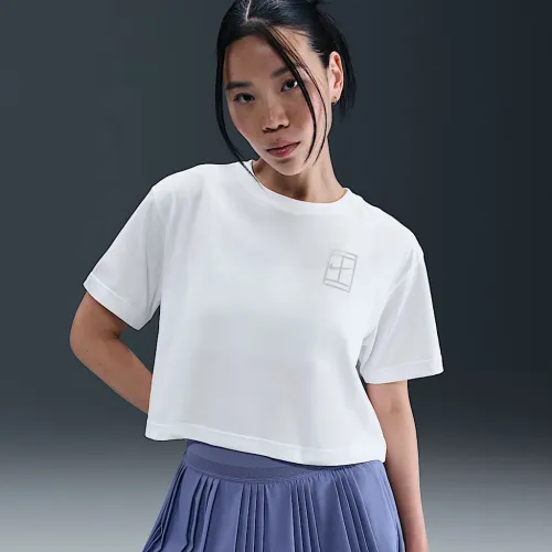 Nike Slam женская Dri-FIT Short-Sleeve Cropped Tennis футболка цвет белый