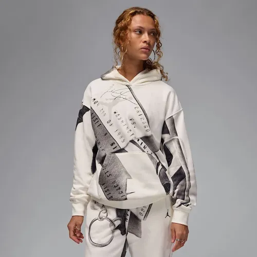 Nike Jordan Brooklyn Fleece женская Printed Pullover Толстовка с капюшоном цвет белый