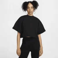 Nike Sportswear Tech Fleece женская оверсайз Short-Sleeve Cropped Top цвет черный