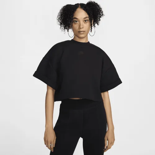 Nike Sportswear Tech Fleece женская оверсайз Short-Sleeve Cropped Top цвет черный