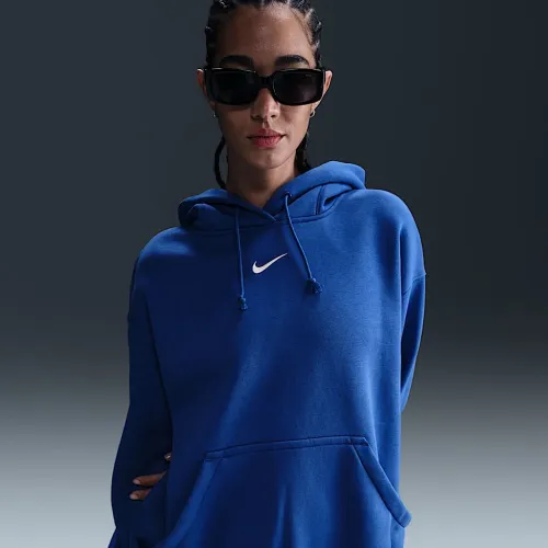 Nike Sportswear Phoenix Fleece женская оверсайз Pullover Толстовка с капюшоном синий