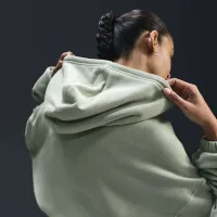 Nike Sportswear женская оверсайз Cropped French Terry Pullover Толстовка с капюшоном цвет зеленый