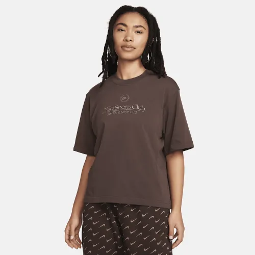 Nike Sportswear Heritage женская Boxy Tee цвет коричневый