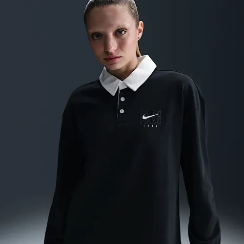 Nike Sportswear Essential жіноча оверсайз Long-Sleeve Polo колір чорний