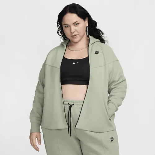 Nike Sportswear Tech Fleece Windrunner женская Full-Zip Толстовка с капюшоном (большие размеры) цвет зеленый