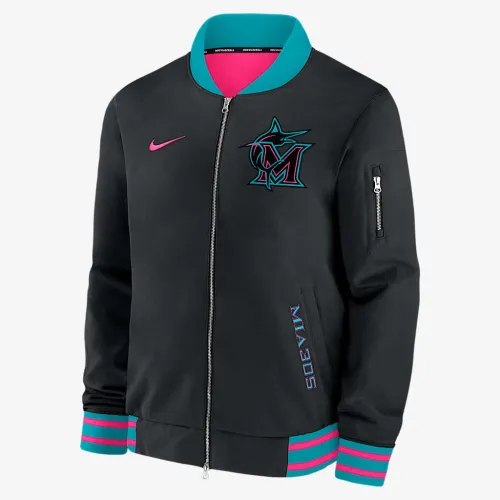 Miami Marlins Authentic Collection City Connect чоловічі Nike MLB Full-Zip Bomber Куртка колір чорний
