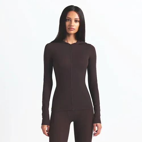 NikeSKIMS Weightless Layers женская Full-Zip Толстовка с капюшоном цвет коричневый