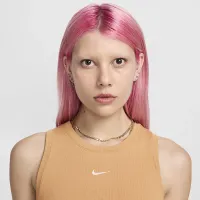 Nike Sportswear Chill Knit женская Tight Cropped Mini-Rib Tank Top цвет коричневый
