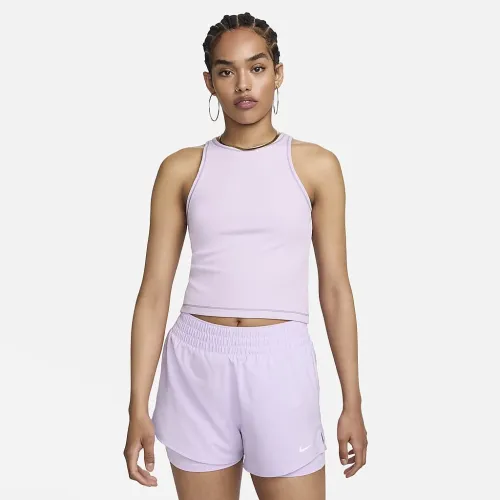 Nike One Fitted жіноча Dri-FIT Ribbed Tank Top колір фіолетовий