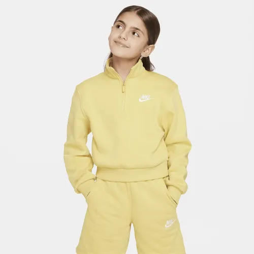 Nike Sportswear Club Fleece Big дитячі (Girls') 1/2-Zip Long-Sleeve Top Yellow
