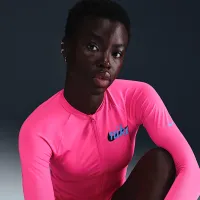 Nike Swim Essential женская Long-Sleeve Zip Hydroguard Pink