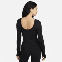 Nike Sportswear Chill Knit жіноча Tight Scoop-Back Long-Sleeve Mini-Rib Top колір чорний