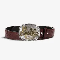 Nike Country мужские Plaque Buckle Embossed Leather Belt цвет коричневый
