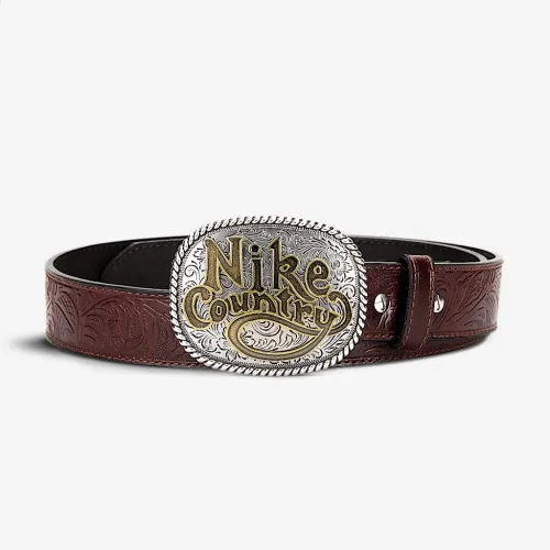Nike Country чоловічі Plaque Buckle Embossed Leather Belt колір коричневий