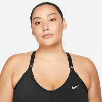 Nike Indy женская Light-Support Padded V-Neck Sports Bra (большие размеры) цвет черный