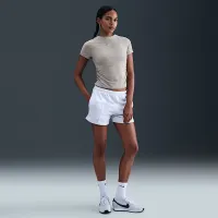 Nike Sportswear Chill Knit женская Tight Short-Sleeve Mock-Neck Top цвет коричневый