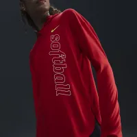 Nike женская Dri-FIT Long-Sleeve Softball Толстовка с капюшоном цвет красный