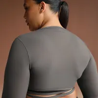 NikeSKIMS Weightless Layers женская Long-Sleeve Wrap Top цвет серый