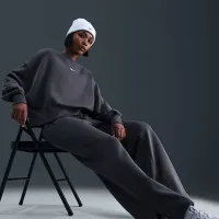 Nike Sportswear Phoenix Fleece жіноча З високою талією Wide-Leg Pants колір сірий