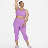 Nike Go женская Firm-Support С высокой Талией Cropped лосины с карманами(большие размеры) цвет фиолетовый