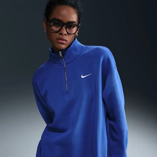 Nike Sportswear Phoenix Fleece женская оверсайз 1/4-Zip свитшот синий